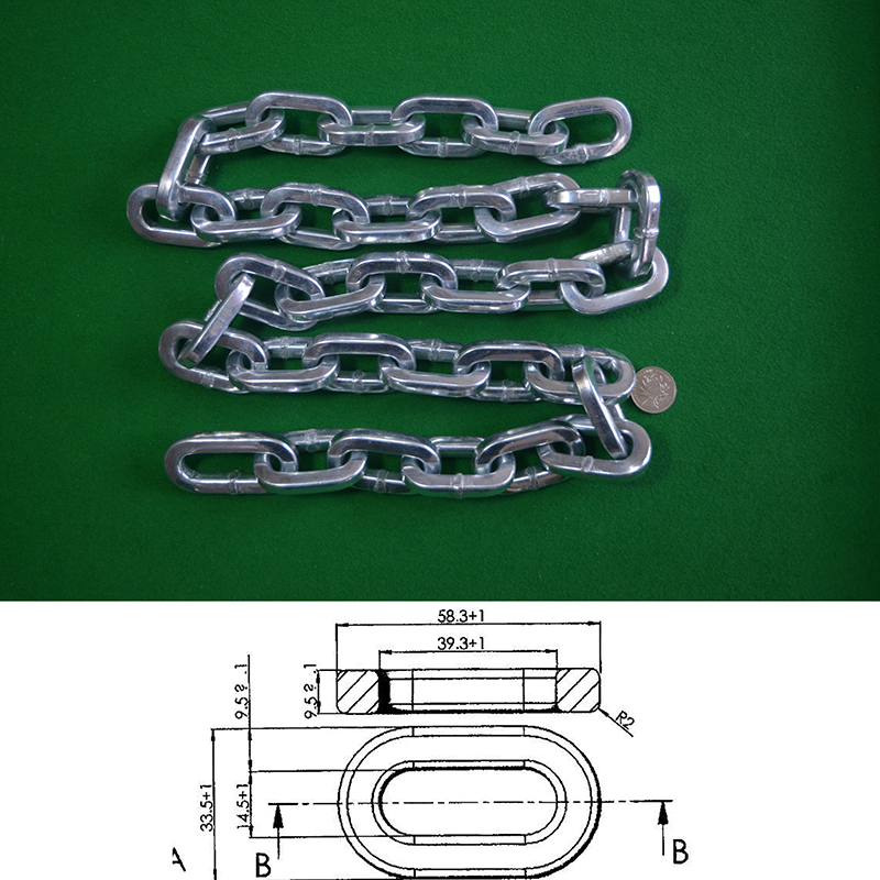 9.5mm سلاسل مربعة سبائك الصلب (طلاء الزنك الصديق للبيئة)